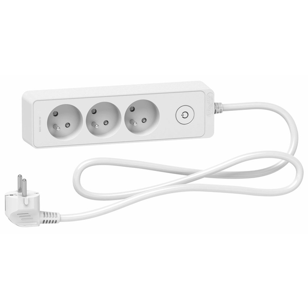 Listwa zasilająca Schneider Electric Odace przeciwprzepięciowa 3 gniazda 1.5 m biała (ST9331W)