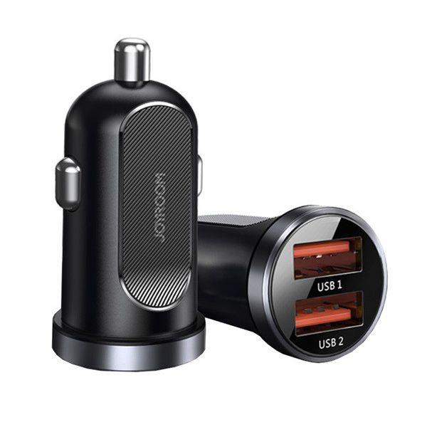 JOYROOM autós töltő 2 USB aljzat (5V / 4500mA, 30W, PD gyorstöltés támogatás, mini) FEKETE (C-A09_B) (C-A09_B)