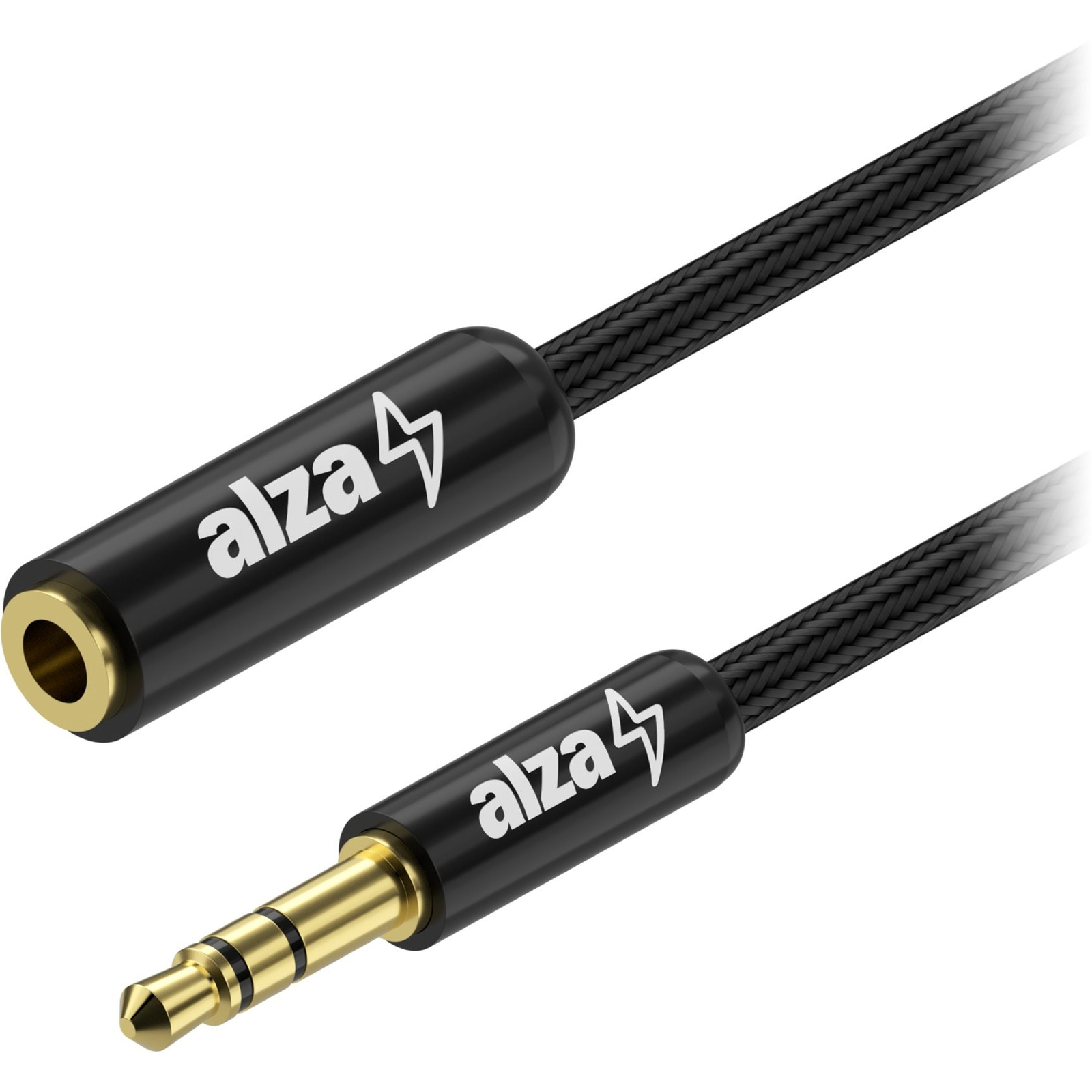 AlzaPower AluCore Audio 3.5mm Jack (M) to 3.5mm Jack (F), 2m - fekete (APW-CBA3JF02B)