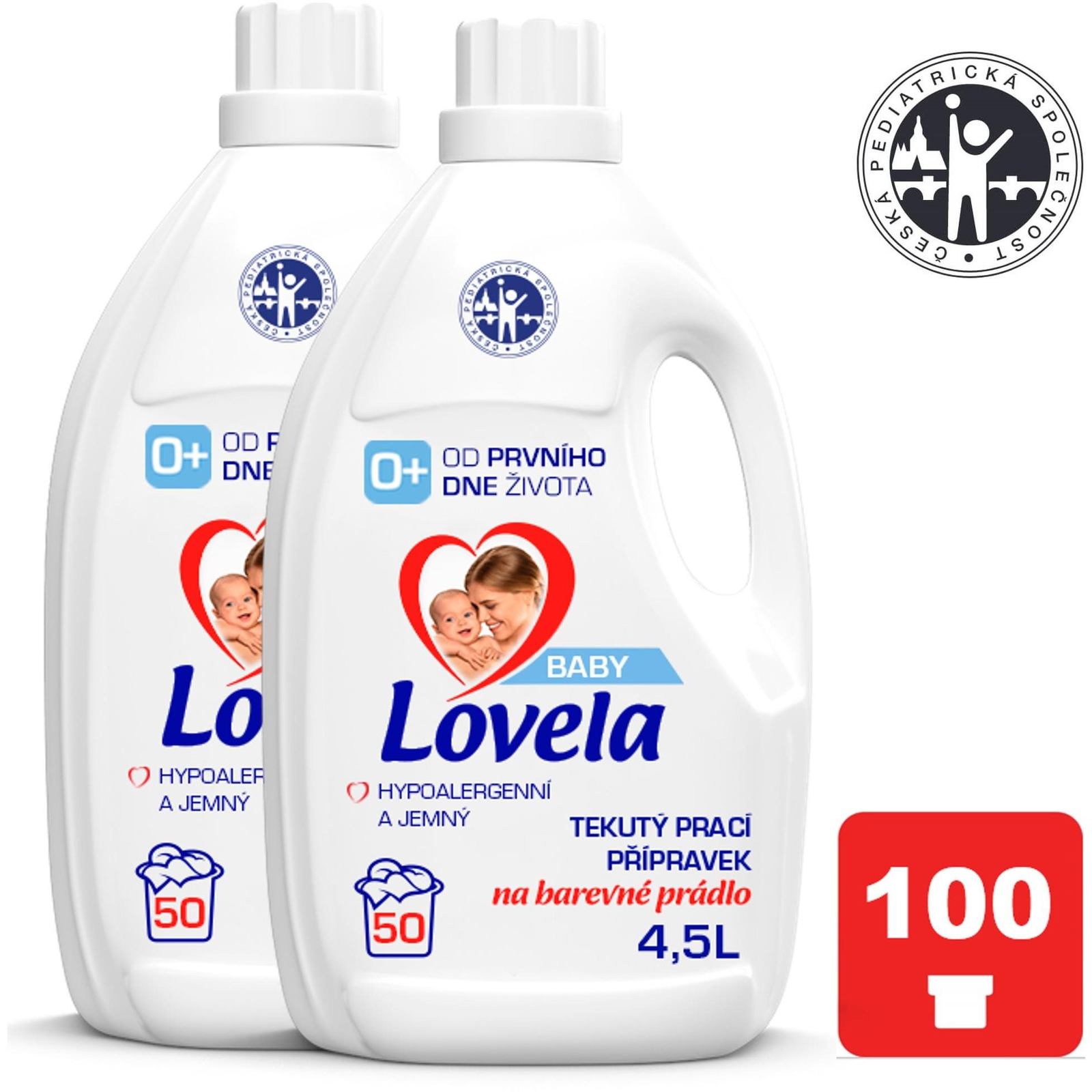 LOVELA Baby folyékony mosószer színes ruhákhoz, 2×4,5 l (100 mosás) (15999109522051)