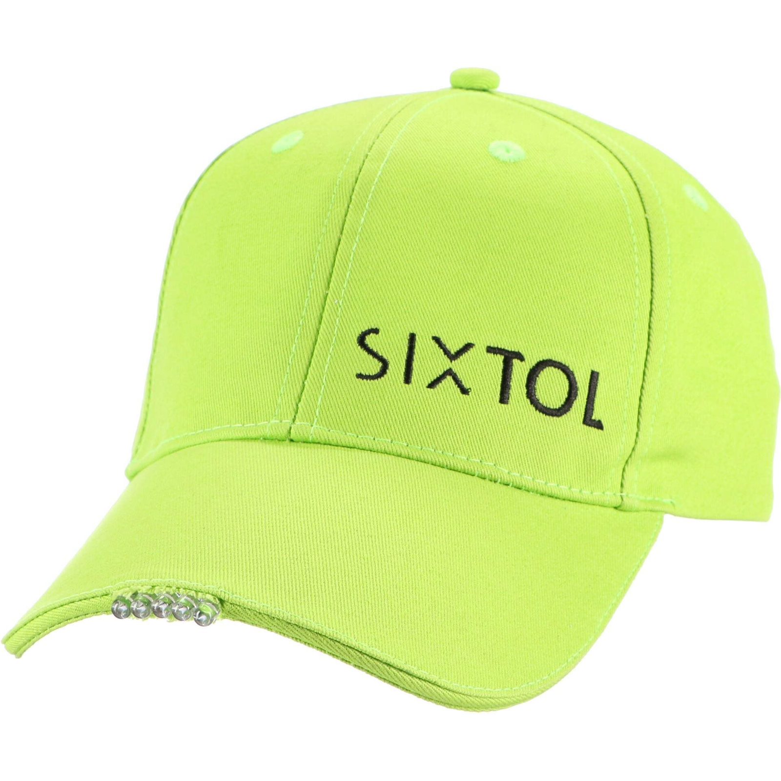SIXTOL B-CAP Baseballsapka LED világítással, 25 lm, tölthető, USB, univerzális méret, fluoreszkáló zöld (SX5036)