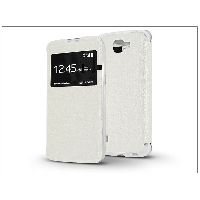 Haffner LG K4 K120E S-View Flexi oldalra nyíló flipes tok Fehér (PT-2928)