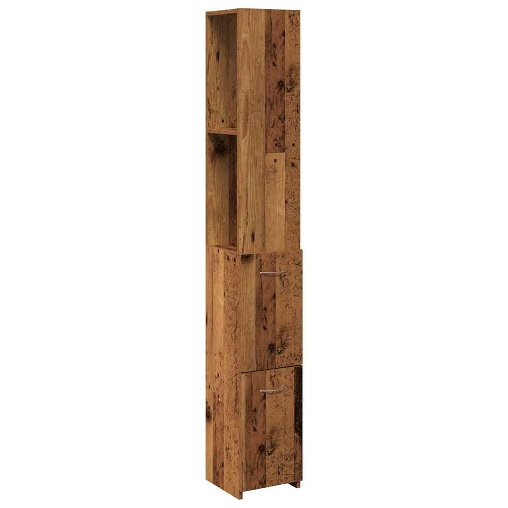 antik fa színű szerelt fa fürdőszobaszekrény 25x25x170 cm (856652)