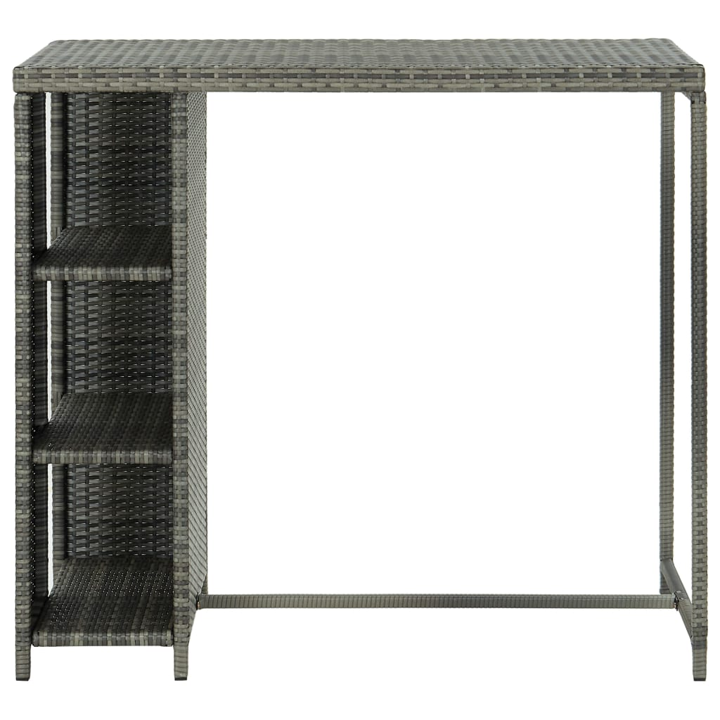 szürke polyrattan bárasztal tárolópolccal 120 x 60 x 110 cm (313477)