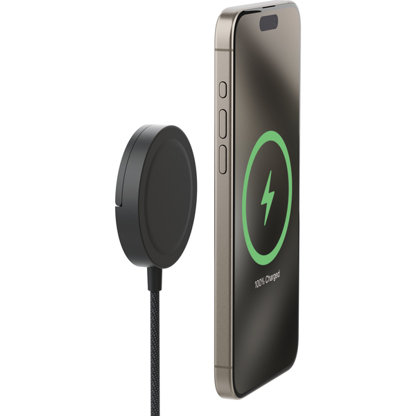 mophie Qi2 Magnetic Charger Okostelefon Fekete USB Vezeték nélkül tölthető Gyorstöltés Beltéri