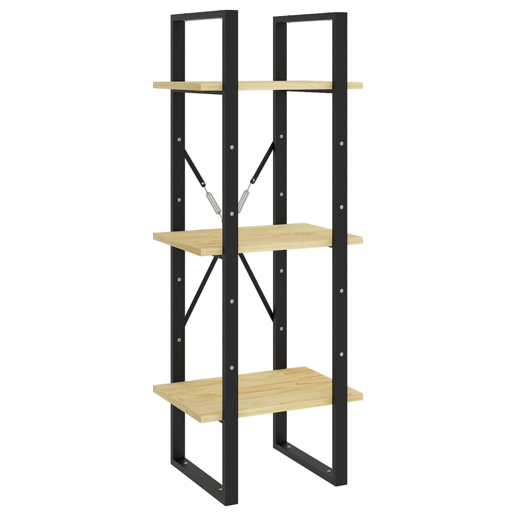 háromszintes tömör fenyőfa könyvszekrény 40 x 30 x 105 cm (806492)