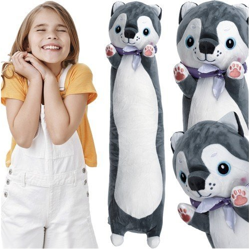 KRUZZEL Kutyusos plüsspárna, 70 cm, szürke-fehér (5900779953611)