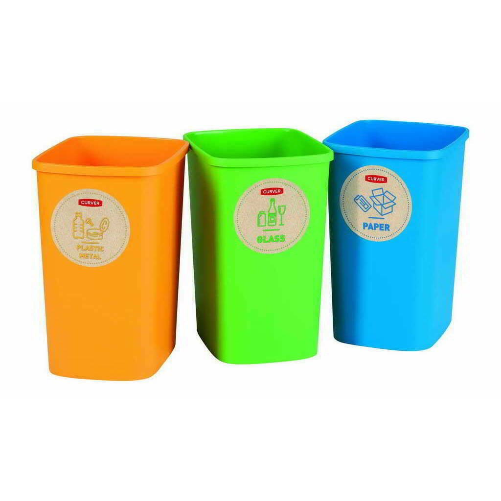 Curver ECO Friendly 3 x 25L Szelektív hulladékgyűjtő műanyag szemetes - Színes (249842)