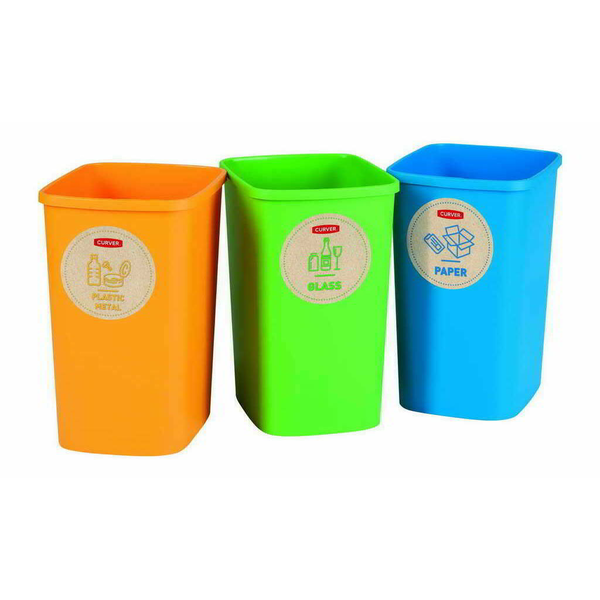 Curver ECO Friendly 3 x 25L Szelektív hulladékgyűjtő műanyag szemetes - Színes
