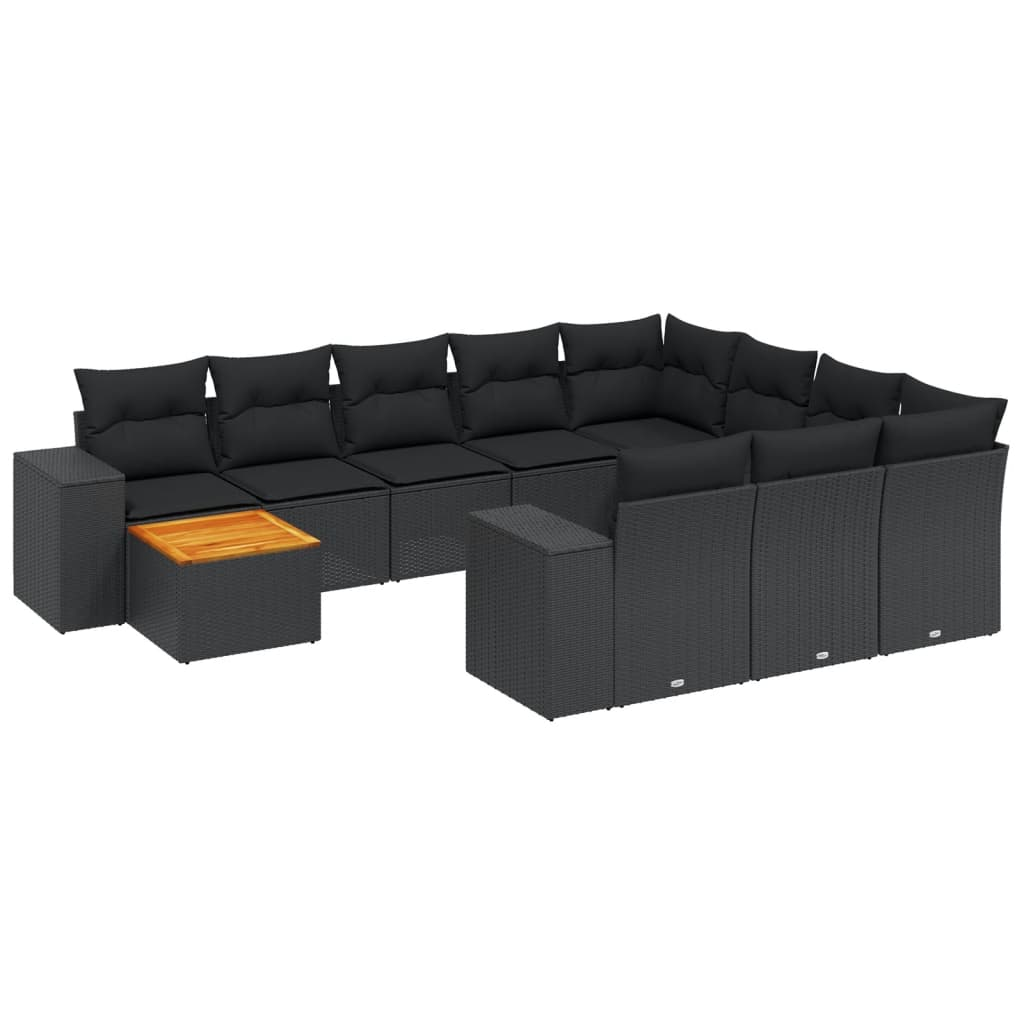 11 részes fekete polyrattan kerti ülőgarnitúra párnákkal (3257959)