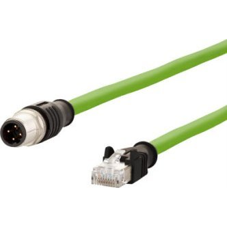 Metz Connect 142M4D15010 M12 Hálózati kábel, patchkábel CAT 5e S/UTP 1.00 m Zöld PUR köpeny, Saválló, Ózonálló, UV álló, Energialáncba alkalmas, (142M4D15010)