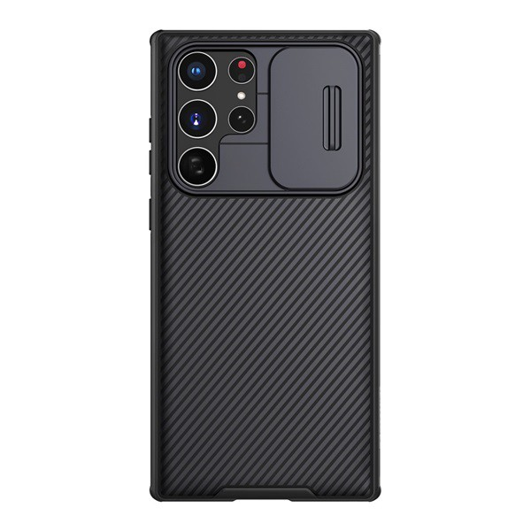 NILLKIN CAMSHIELD PRO műanyag telefonvédő (szilikon keret, közepesen ütésálló, kamera védelem, csíkos minta) FEKETE [Samsung Galaxy S22 5G (SM-S901)] (5996591116754)
