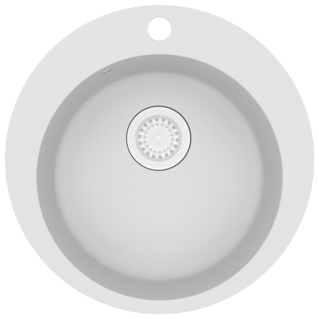 fehér, egymedencés kerek gránit mosogatótálca (144865)