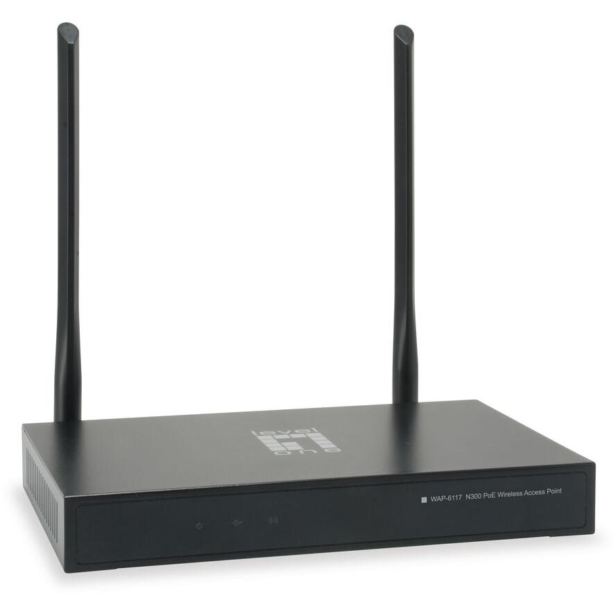 LevelOne WAP-6117 WLAN csatlakozási pont 300 Mbit/s Fekete Ethernet-áramellátás (PoE) támogatása (WAP-6117)