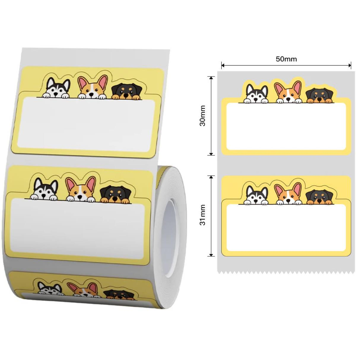 Niimbot B21 / B21S / B3 / B1S címke, T, 50×30 mm, 220 db, kutyusos minta (A2A78948803)