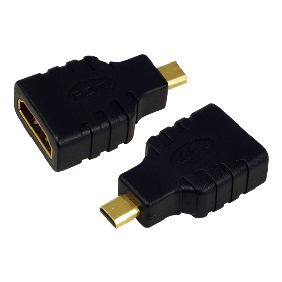 Адаптер, LogiLink, HDMI тип A женски към Micro HDMI тип D мъжки, черен