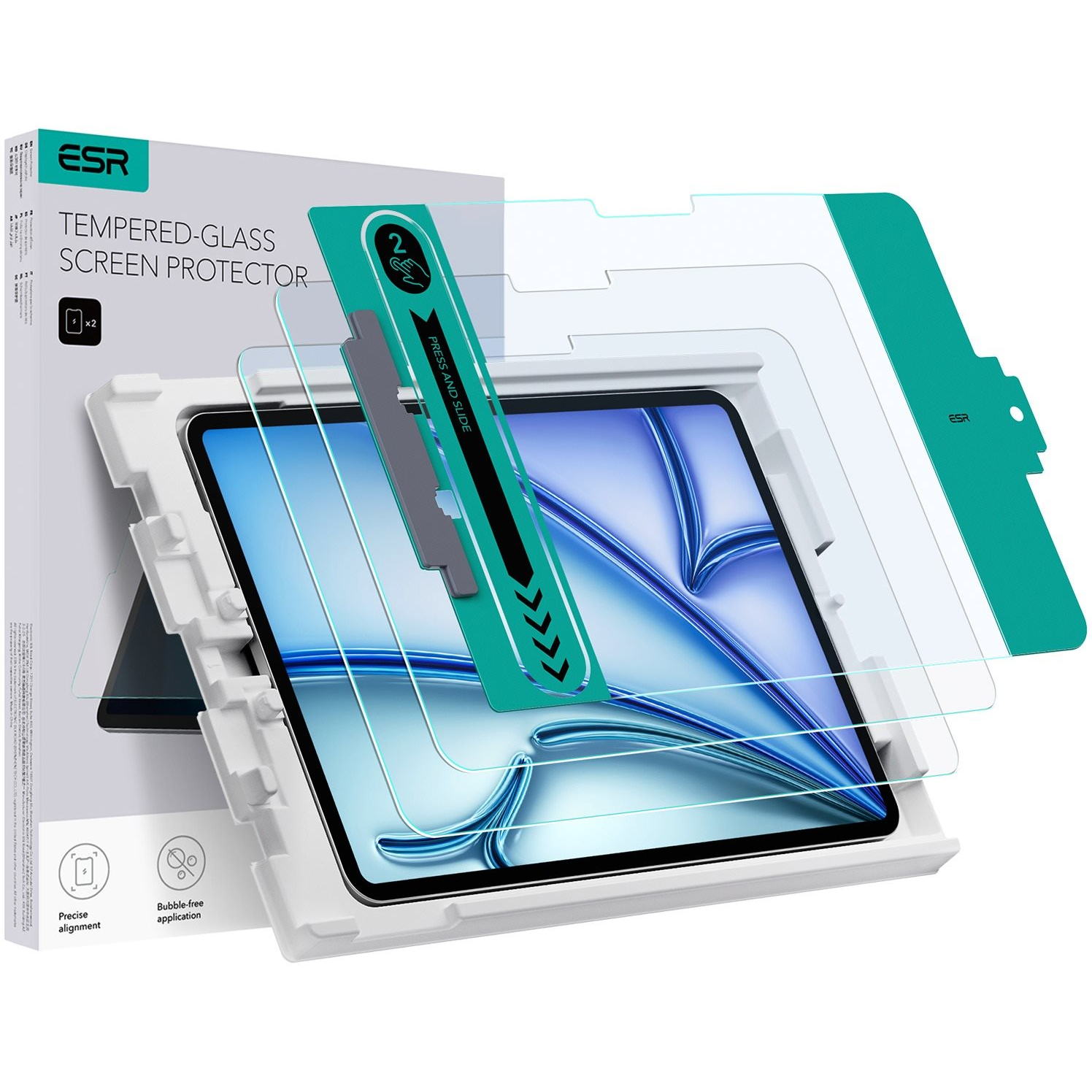 ESR Tempered-Glass Screen Protector, Compatible with iPad Air 11 2024,2 Pack (1E1020102)