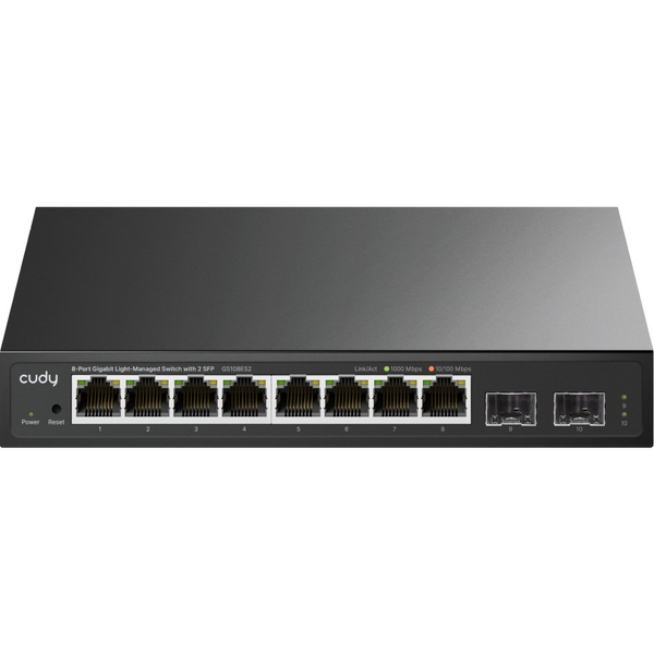 Cudy 8-Port Gigabit Easy-Managed Switch with 2 SFP, GS108ES2 1.0 Administreret L2 Gigabit Ethernet (10/100/1000) Sort