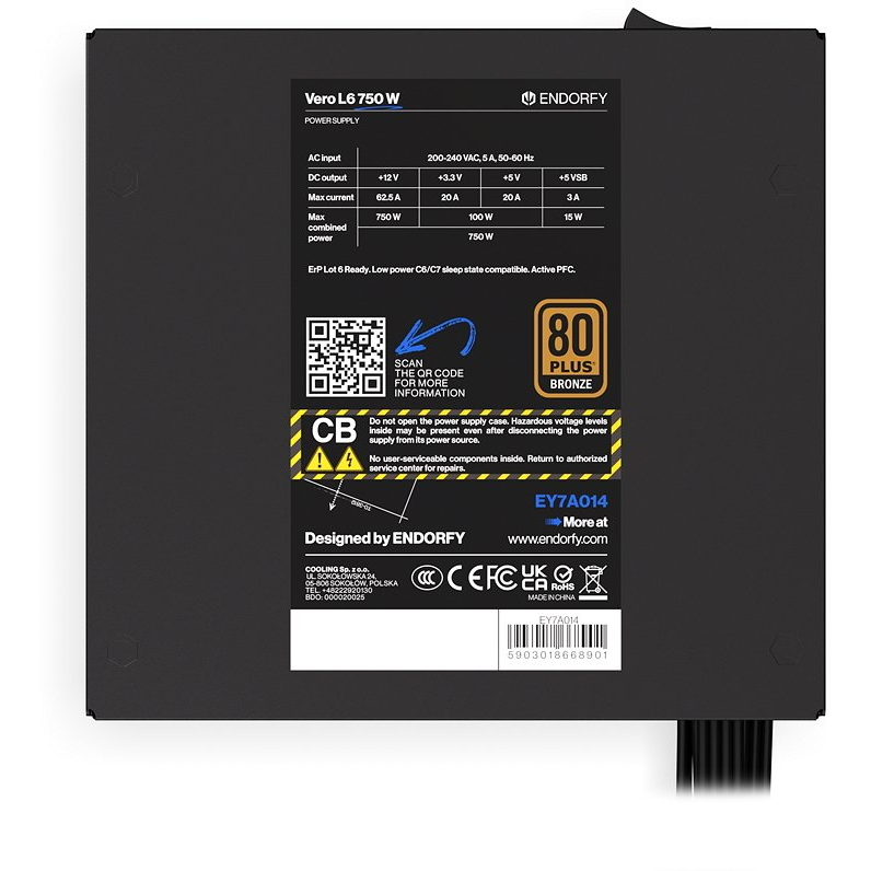 Endorfy 750W 80+ Bronze Vero L6 (EY7A014)