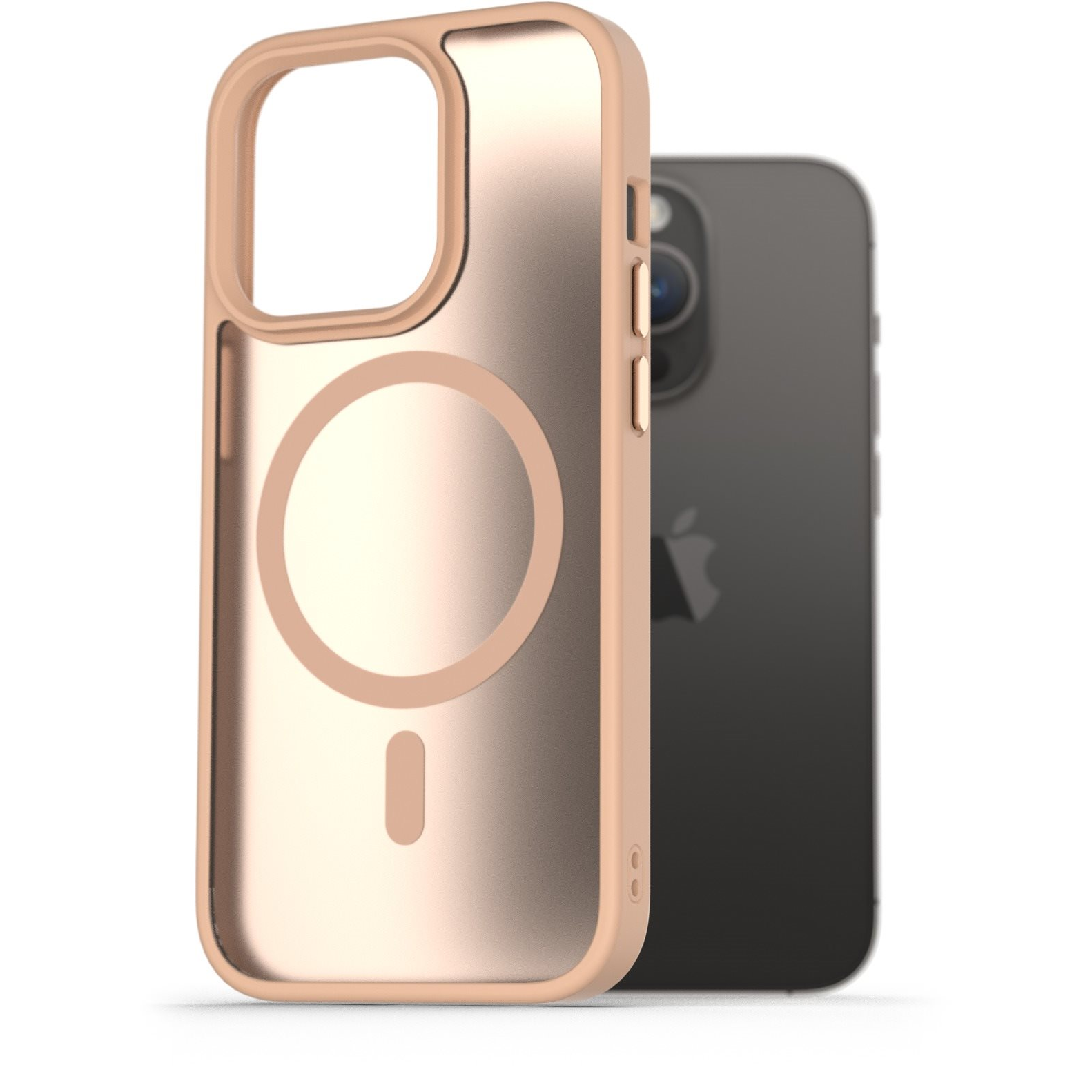 AlzaGuard Matte Case Compatible with Magsafe iPhone 14 Pro homoksárga tok (AGD-PCMM71SG)