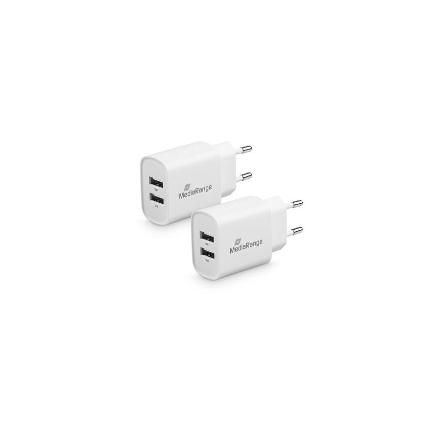 MediaRange Ladegerät 12W 2-Port 2x USB-A, weiß (MRMA114)