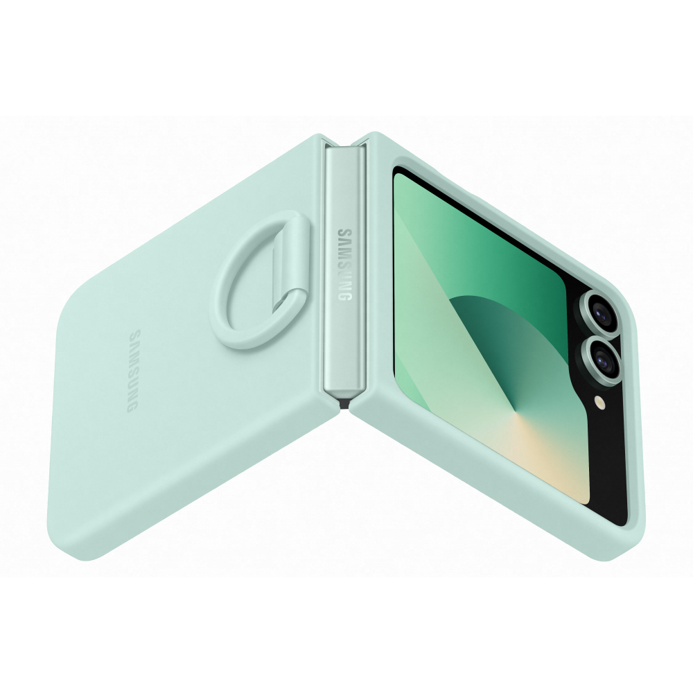 Samsung Flip 6 Szilikon tok gyűrűvel, Világos Zöld (OSAM-EF-PF741TMEG)
