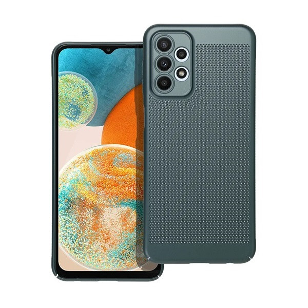Samsung Galaxy A23 4G / A23 5G SM-A235F / A236U, Műanyag hátlap védőtok, légáteresztő, lyukacsos minta, Breezy, sötétzöld (RS142638)