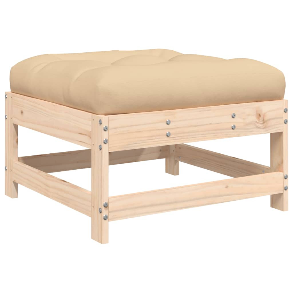 tömör fenyőfa kerti lábzsámoly párnával (825555)