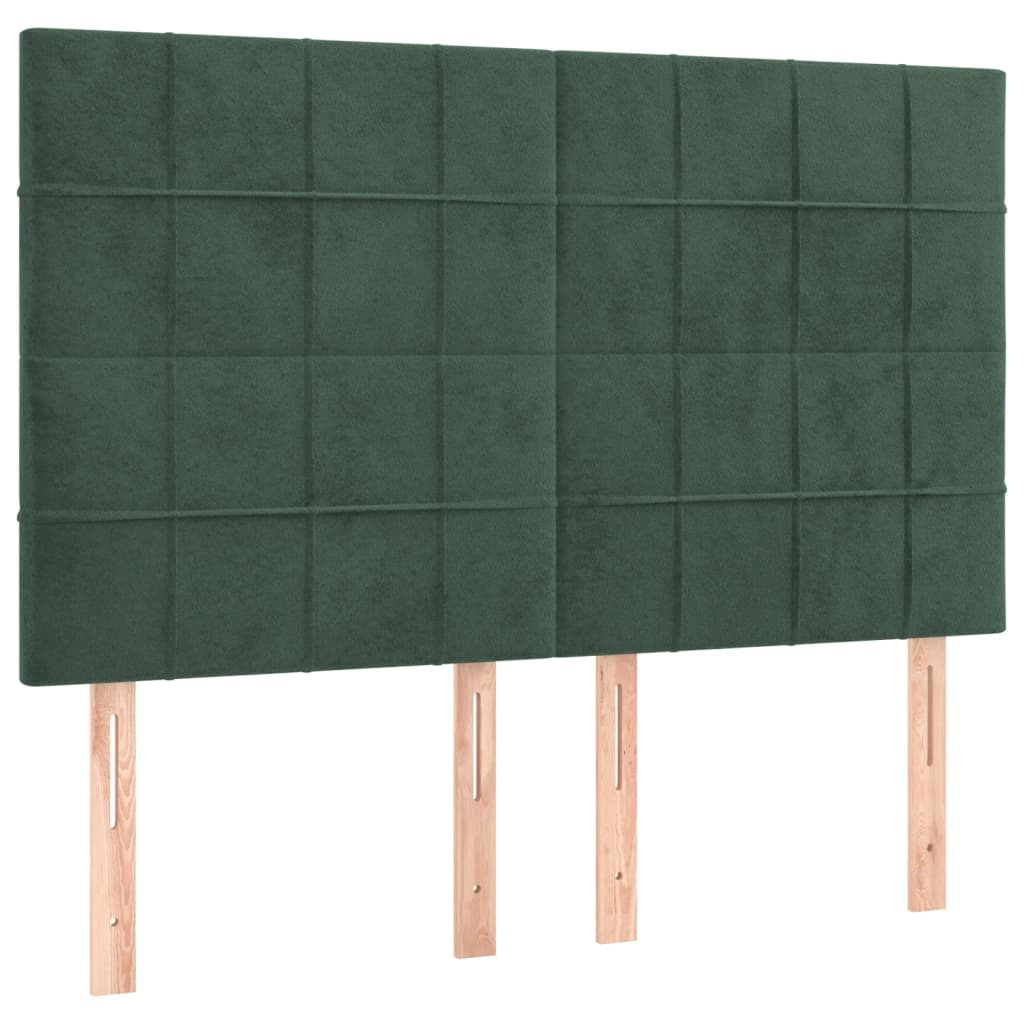 4 db sötétzöld bársony fejtámla 72 x 5 x 78/88 cm (3116383)