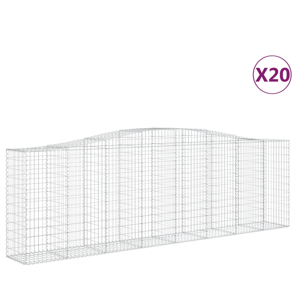 20 db íves horganyzott vas gabion kosár 400x50x120/140 cm (3145979)