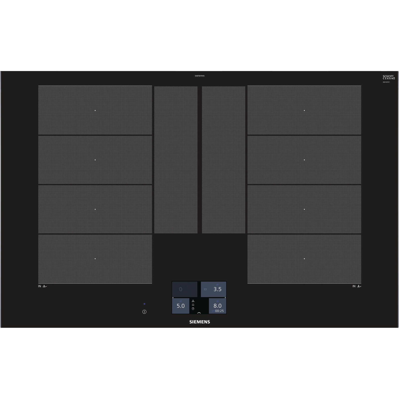 Siemens EX875KYW1E főzőlap Fekete Beépített Zónás indukciós főzőlap 4 zóna (EX875KYW1E)