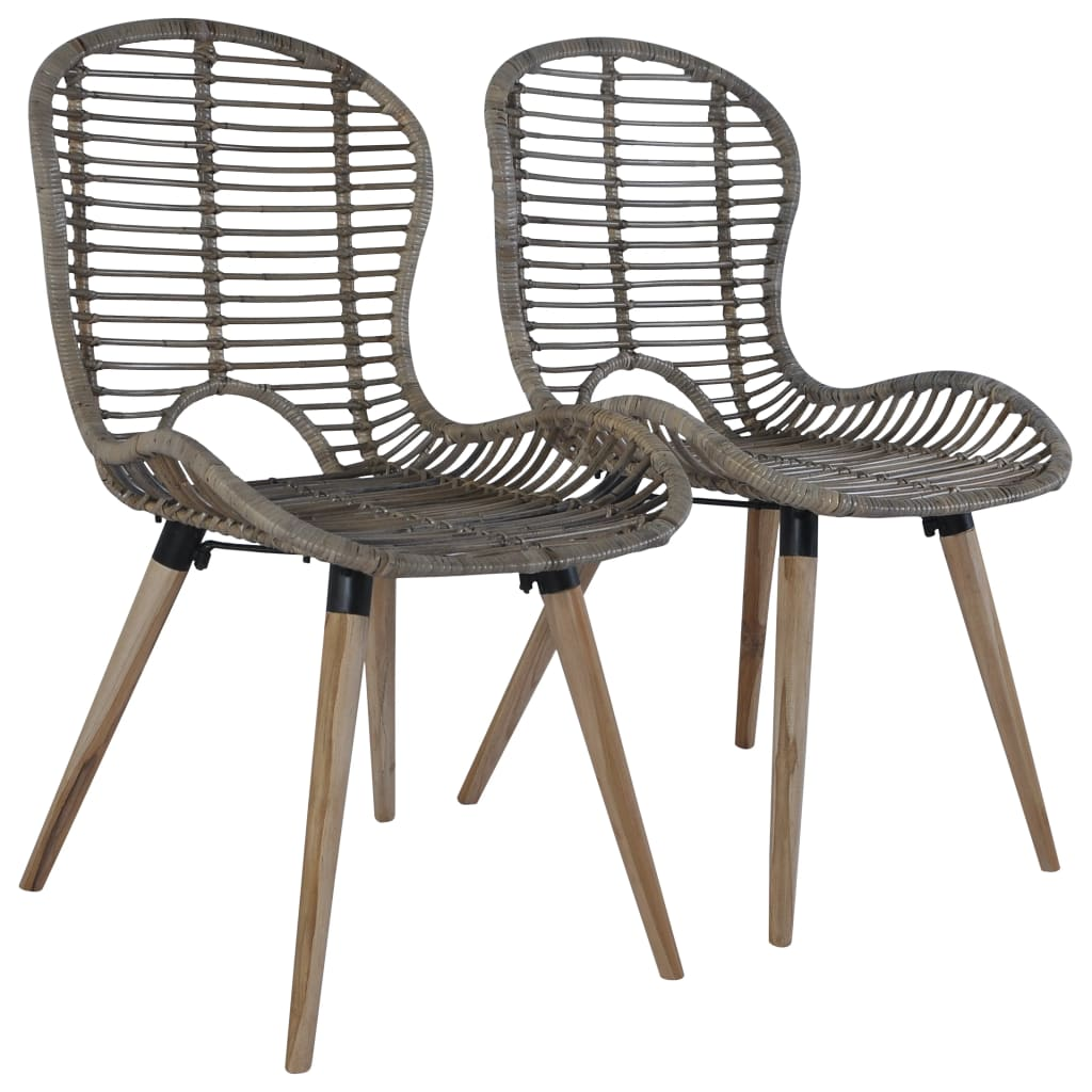 4 db barna természetes rattan étkezőszék (246854)