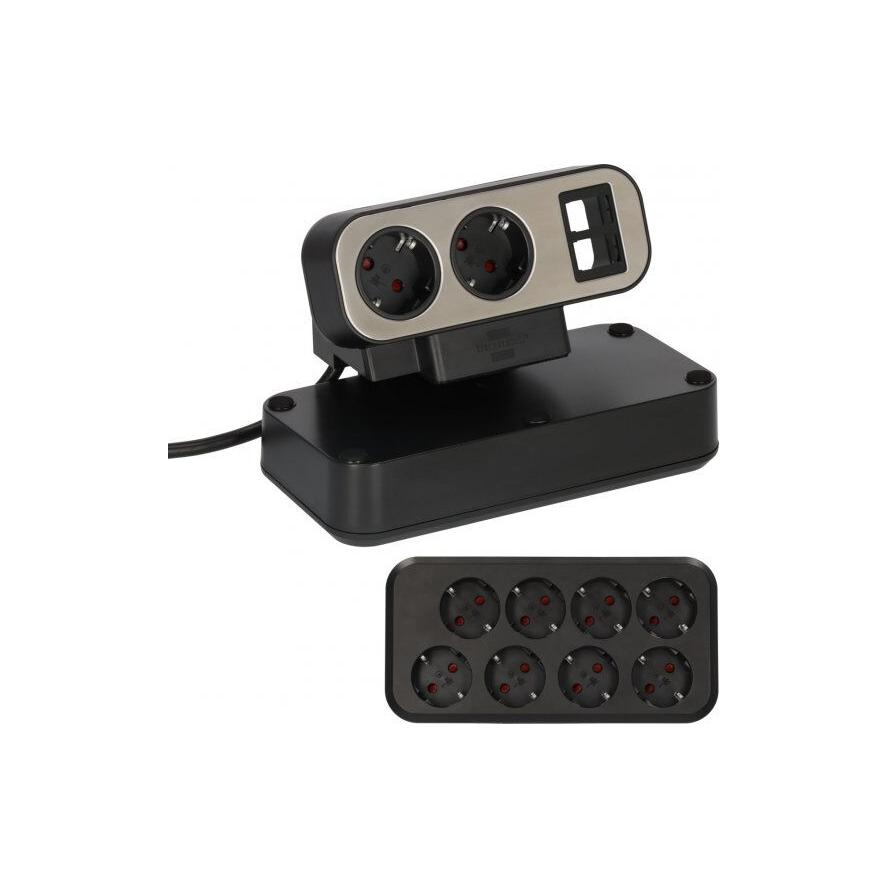 Brennenstuhl estilo 1153580100 230V Duplex asztali elosztó 10 aljzatos 2m - Fekete/Szürke (1153580100)