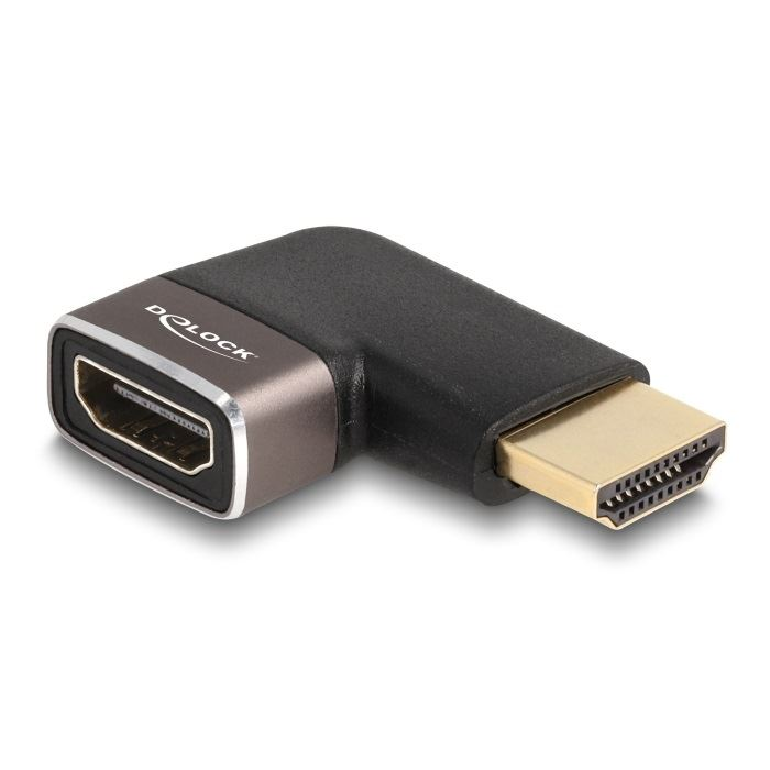 Delock HDMI adapter apa - anya 90 balra hajlítva 8K 60 Hz szürke fém (60082) (DE60082)