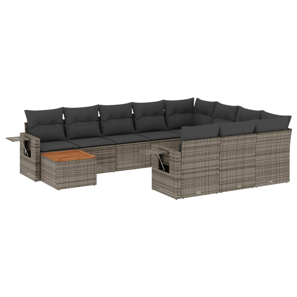 11 részes szürke polyrattan kerti ülőgarnitúra párnákkal (3224751)