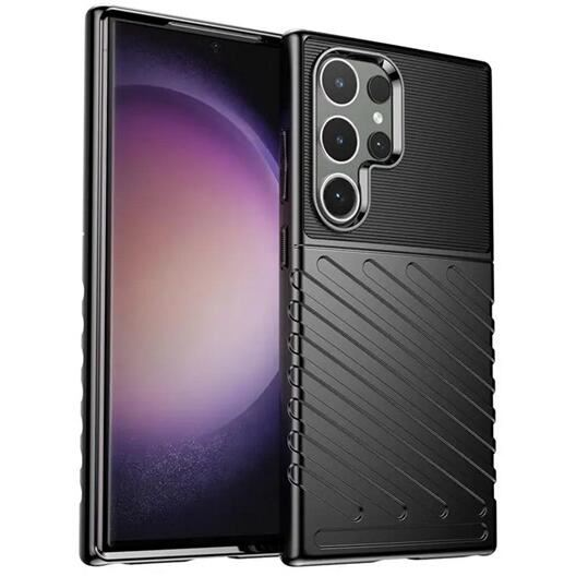 Gigapack Samsung Galaxy S24 Ultra (SM-S928) csíkos dombormintás szilikon tok fekete (GP-150927) (GP-150927)