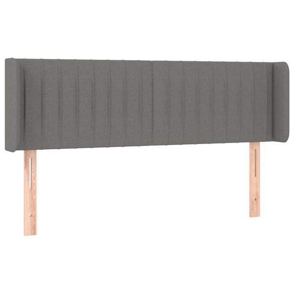 Tăblie de pat cu aripioare gri închis 147x16x78/88 cm textil