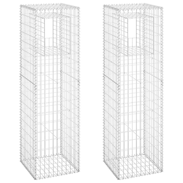  2 db vas gabionkosaras oszlop 50 x 50 x 180 cm