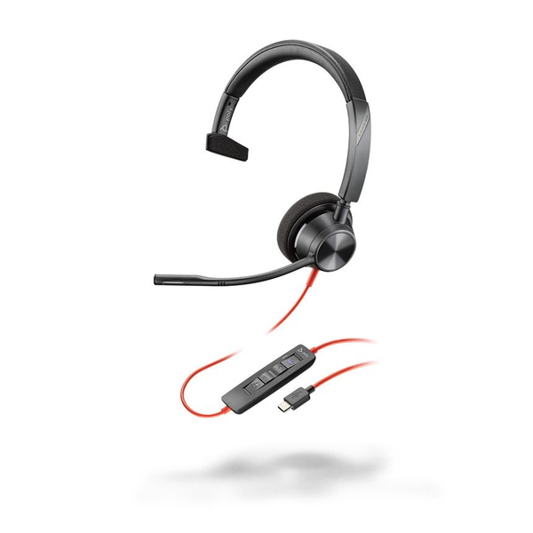 POLY Blackwire 3310 Headset Bedraad Hoofdband Kantoor/callcenter USB Type-C Zwart