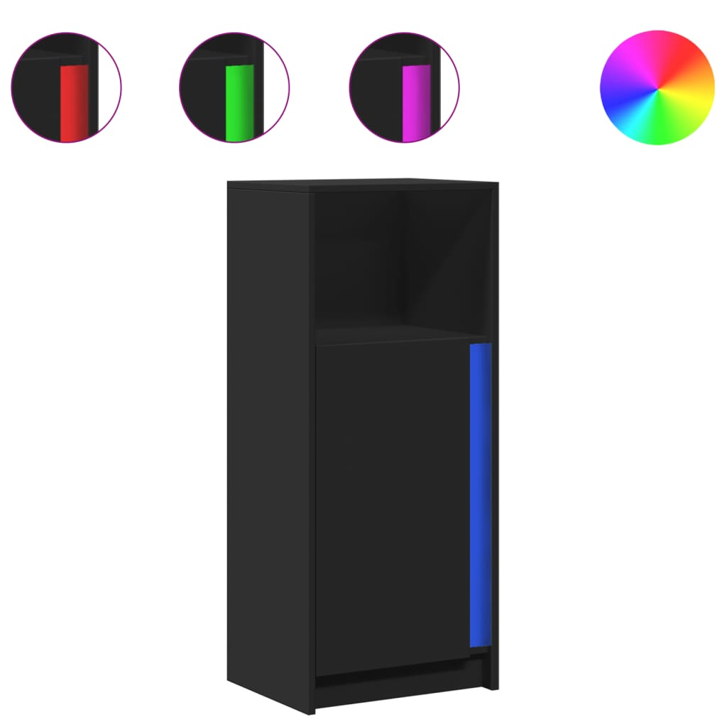 fekete szerelt fa tálalószekrény LED-del 42,5 x 34 x 100 cm (852153)