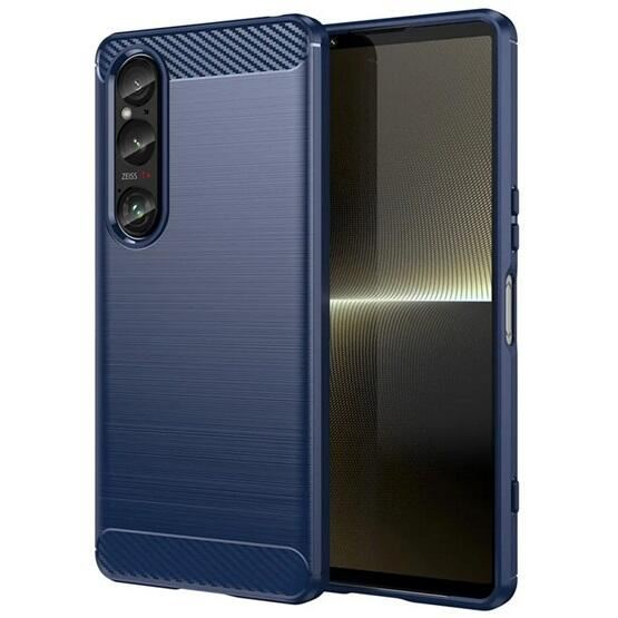 Gigapack Sony Xperia 1 VI szálcsiszolt, karbon mintás tok sötétkék (GP-159149) (GP-159149)