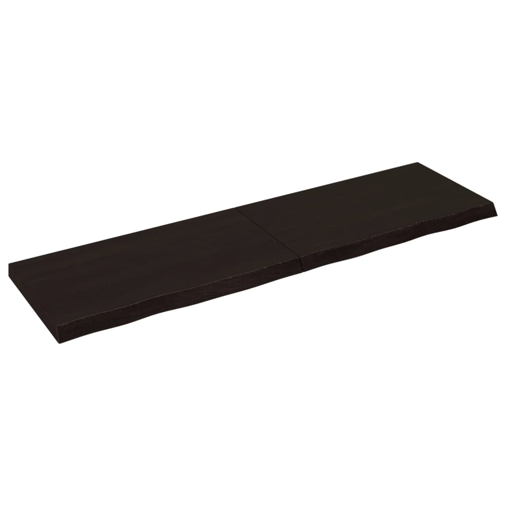 sötétbarna kezelt tömör tölgyfa fali polc 180 x 50 x (2-6) cm (363841)