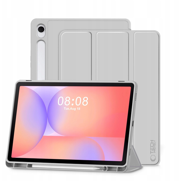 TECH-PROTECT Sc Pen oldalra nyíló kitámasztható mappa tok ceruza tartóval Samsung Galaxy Tab S10 Lite / S10 FE / S9 FE / S9 szürke