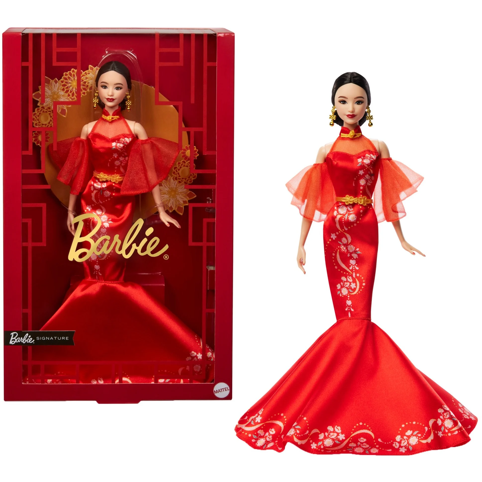 Mattel Barbie Holdújévi Barbie baba gyűjthető Qipao ruhával és arany kiegészítőkkel (JBJ11)