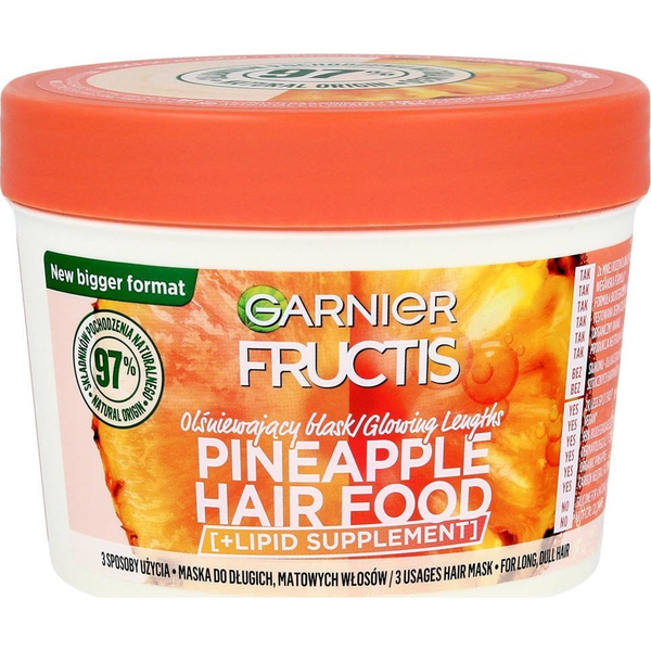 Fructis Hair Food Maska olśniewający blask do włosów długich i matowych - Pineapple 400ml