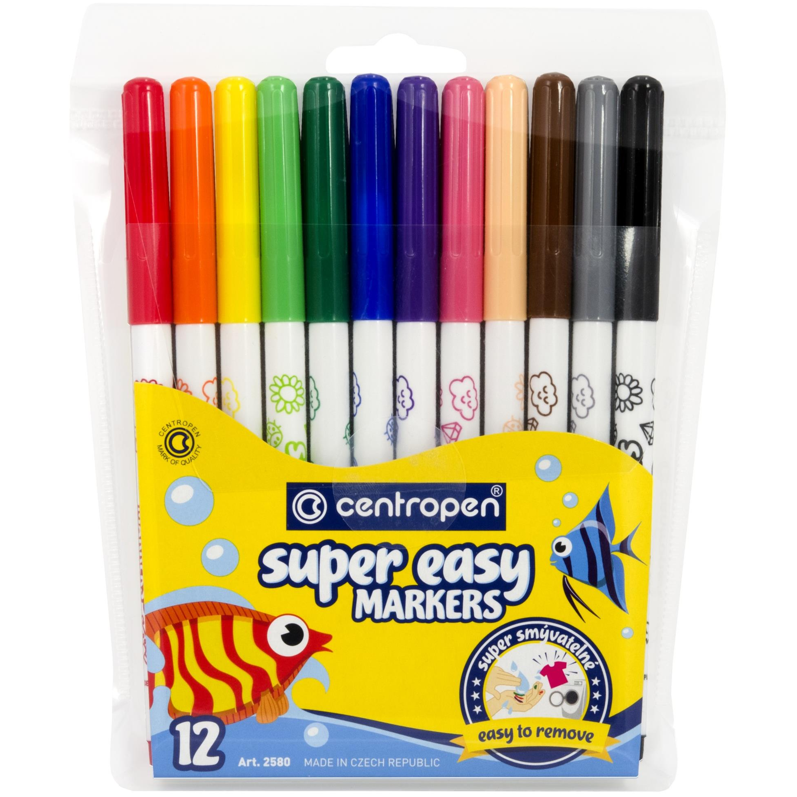 Centropen Super easy 2580 marker, szuper lemosható, 12 db (8595013636619)