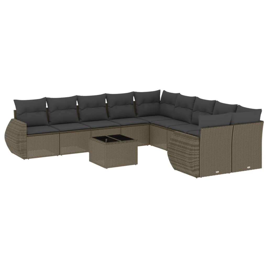 11 részes világosszürke polyrattan kerti ülőgarnitúra párnákkal (3221921)