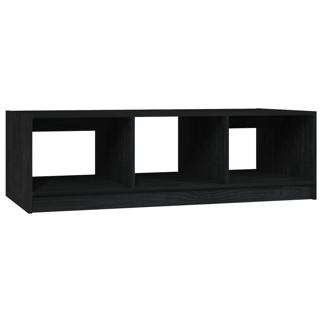 fekete tömör fenyőfa dohányzóasztal 110 x 50 x 34 cm (809916)