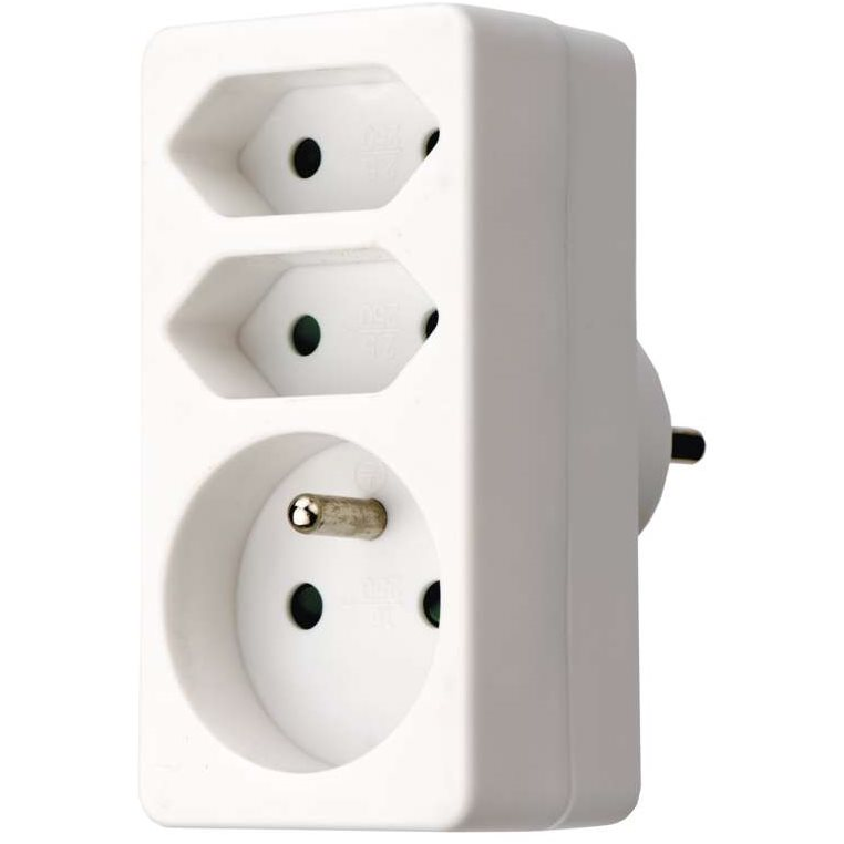 EMOS Elosztó aljzat 2× lapos + 1× kerek, fehér (1905030030)