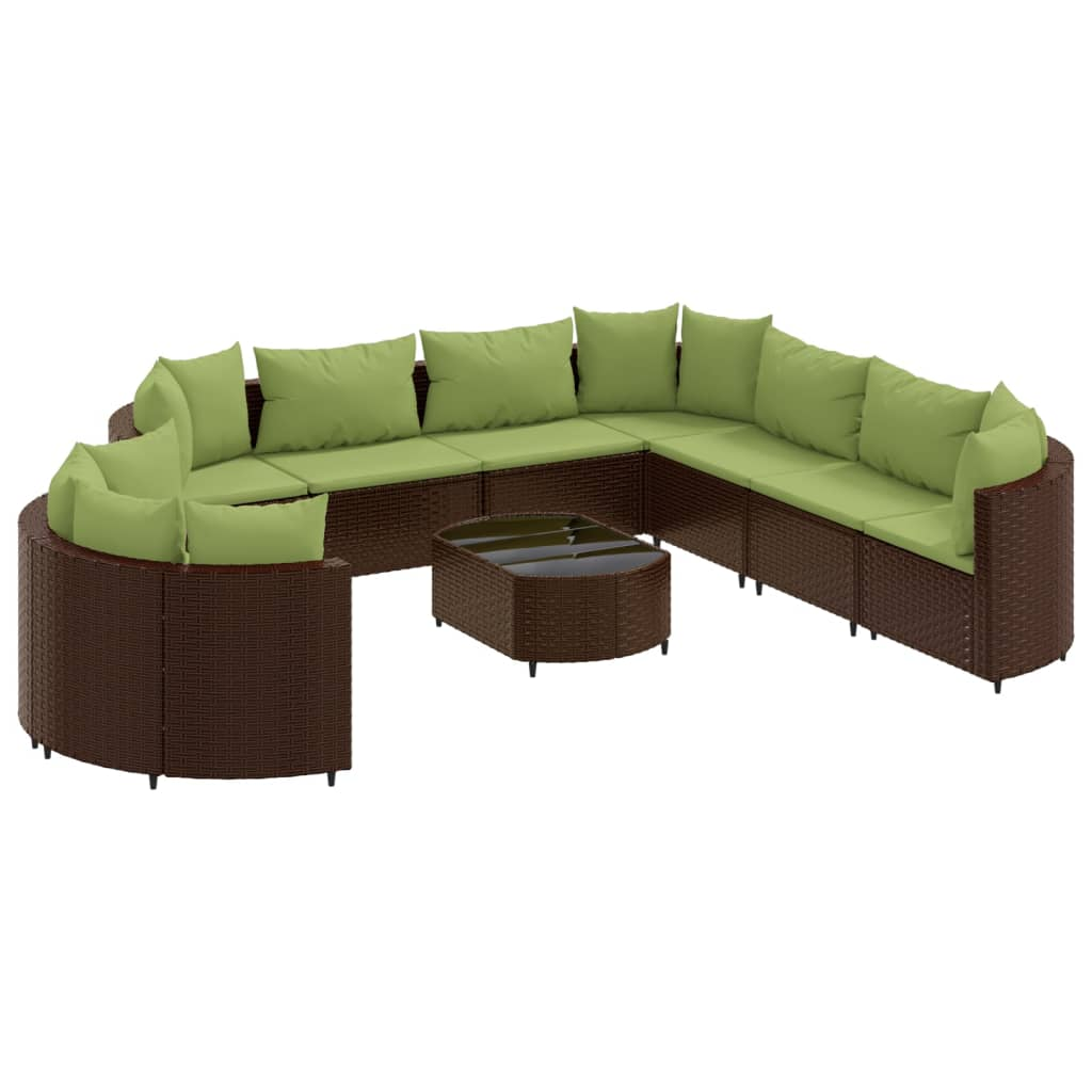 10 részes barna polyrattan kerti ülőgarnitúra párnákkal (3308414)